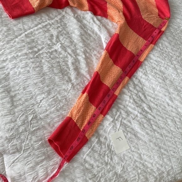 Levis Womens Striped Cardigan Pink Orange V Neck Cotton Viscose Knit Sweater M - Picture 7 of 11